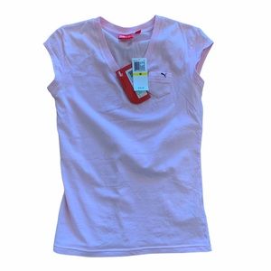 Puma Women’s Athletic Exercise V-Neck Pink Tee